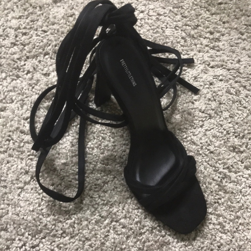 Pretty Little Thing Black Strappy Heels